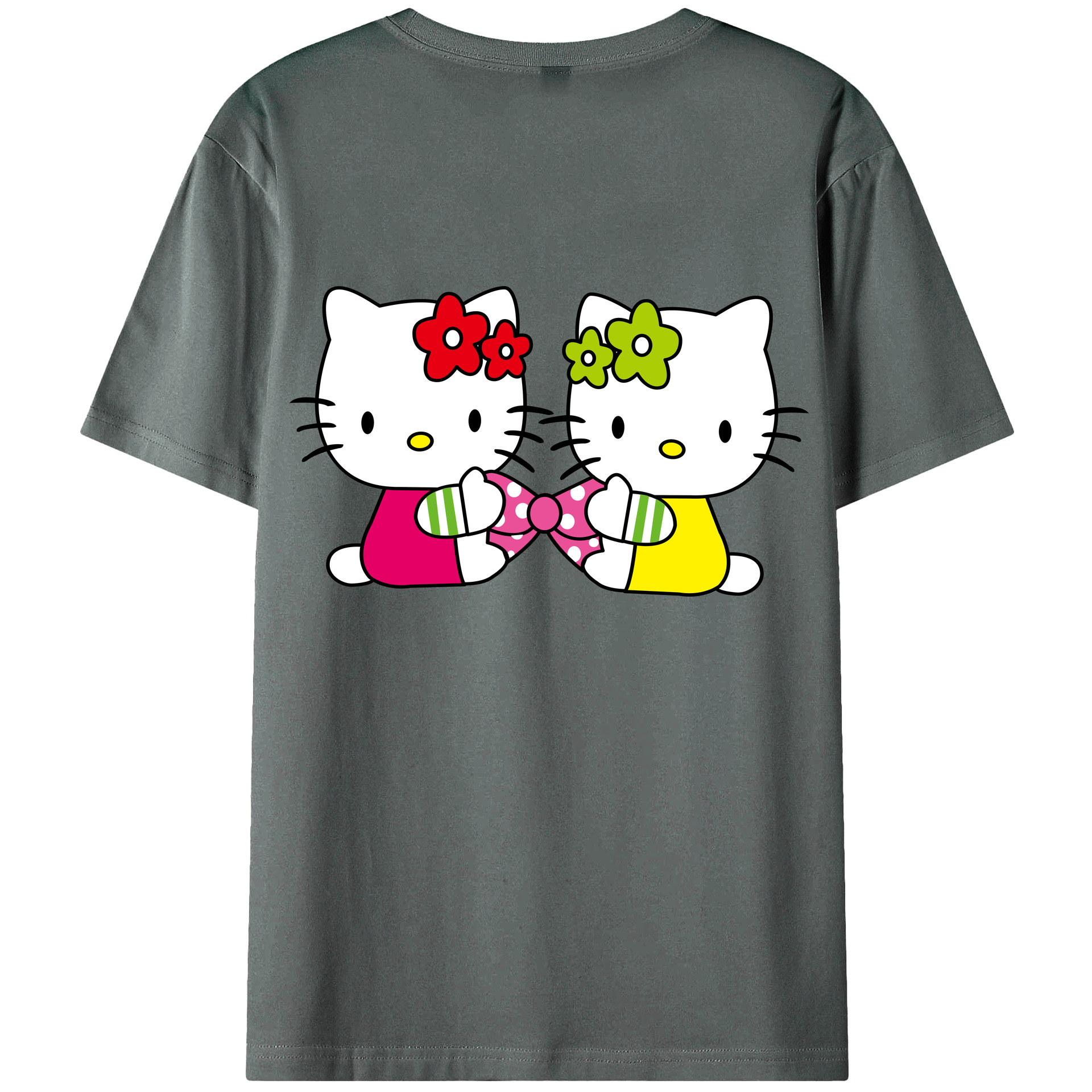 （画像用） Hello Kitty ハローキティ 綿100％ メンズ半袖Tシャツ（バックプリント） 通気性